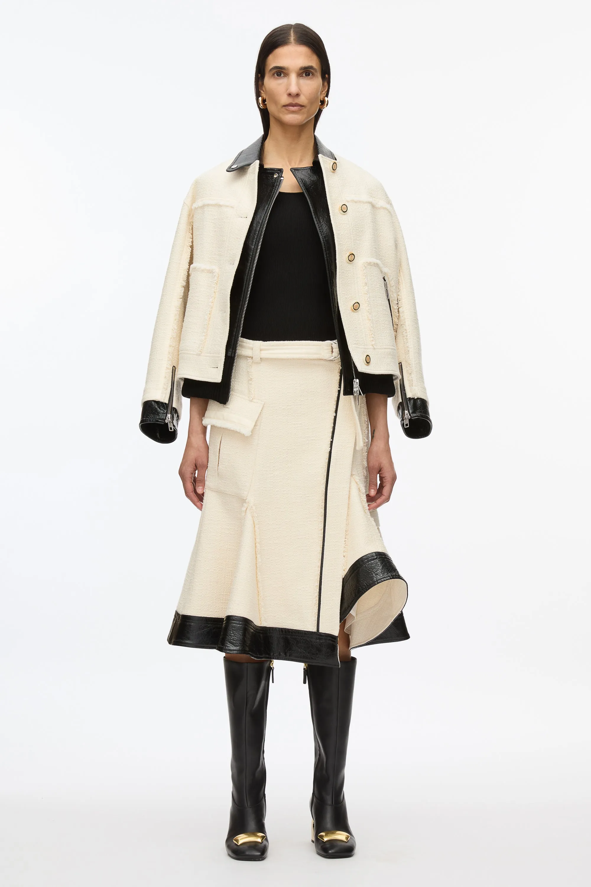Flounce Hem Tweed Skirt
