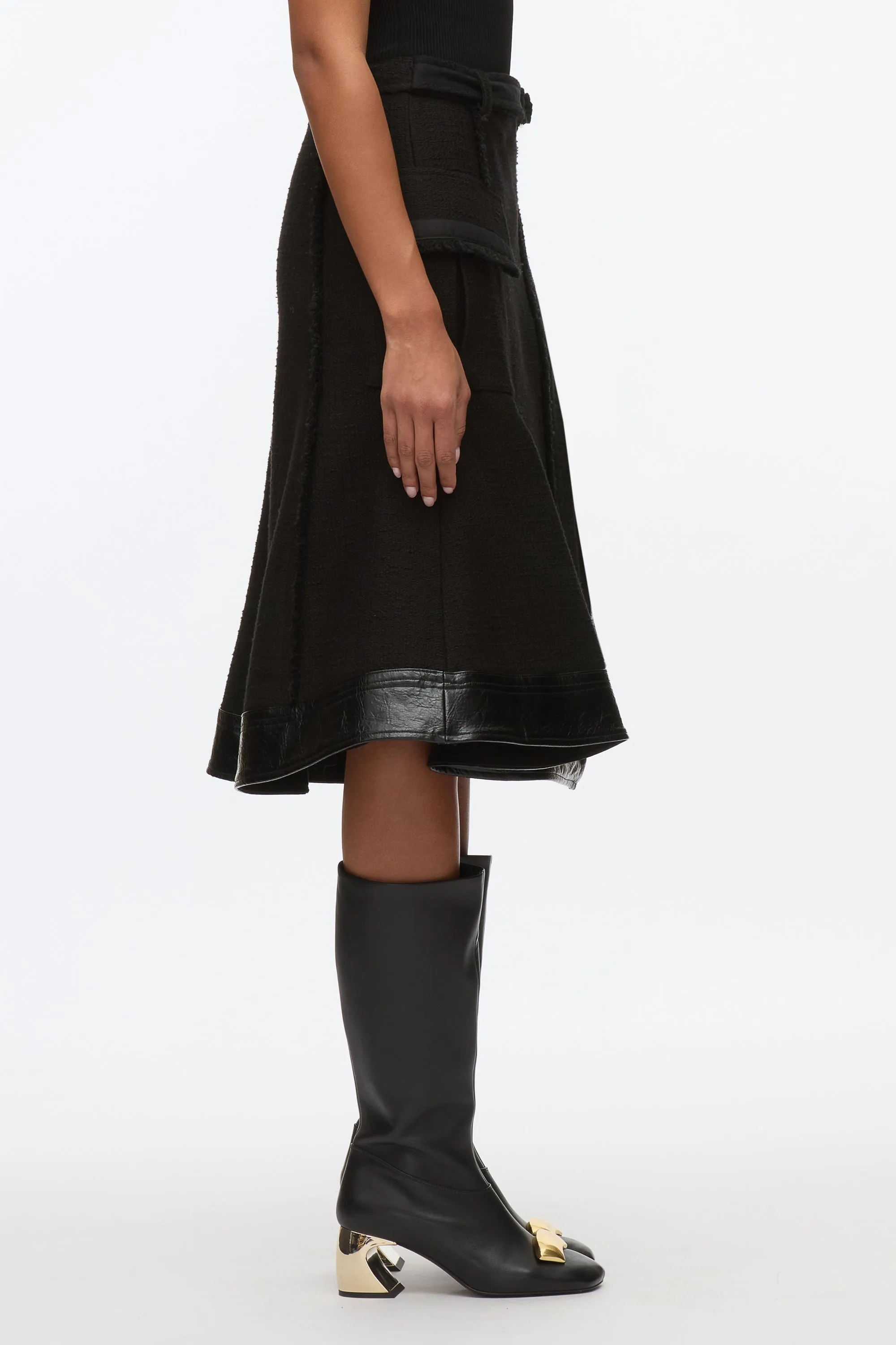 Flounce Hem Tweed Skirt