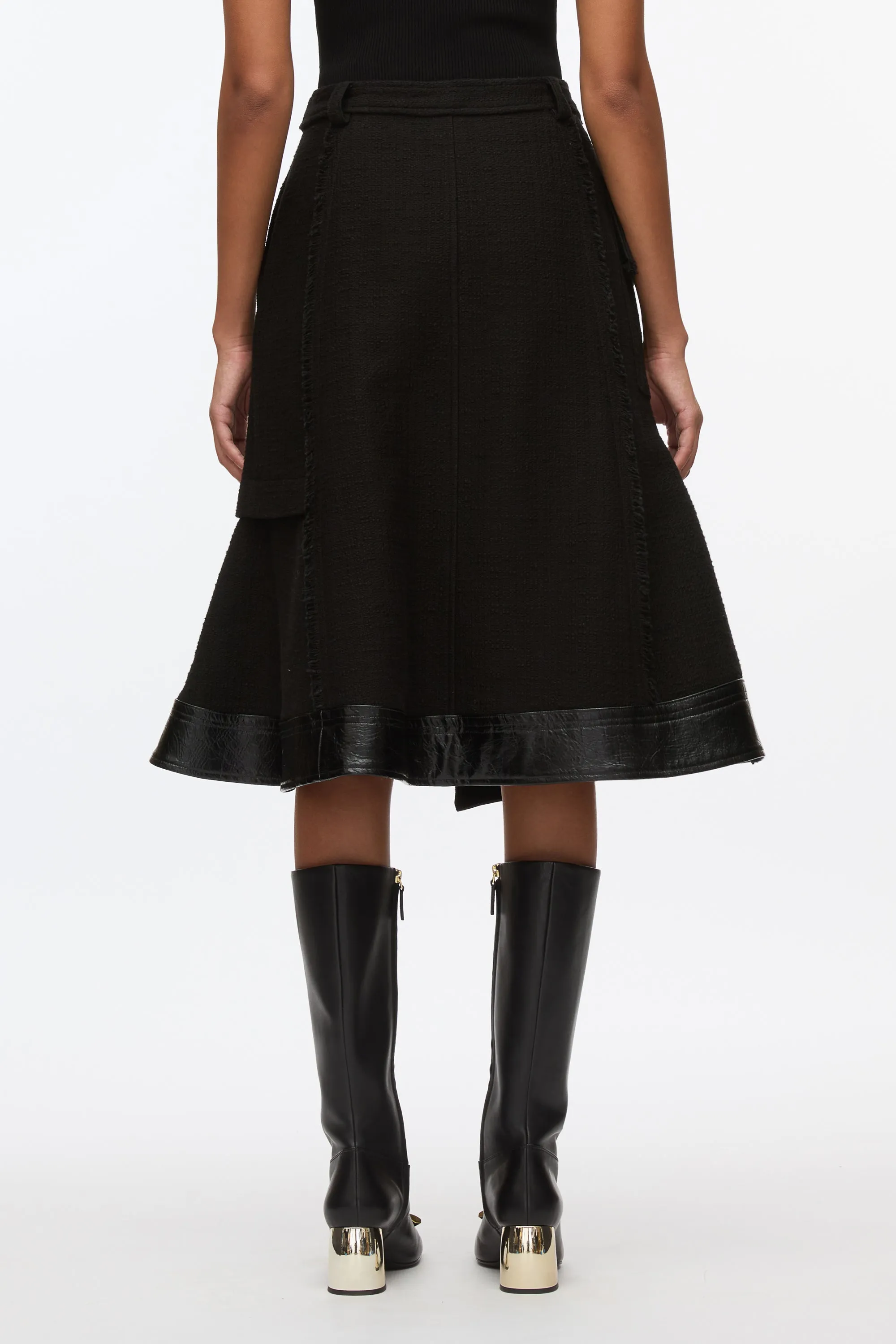 Flounce Hem Tweed Skirt