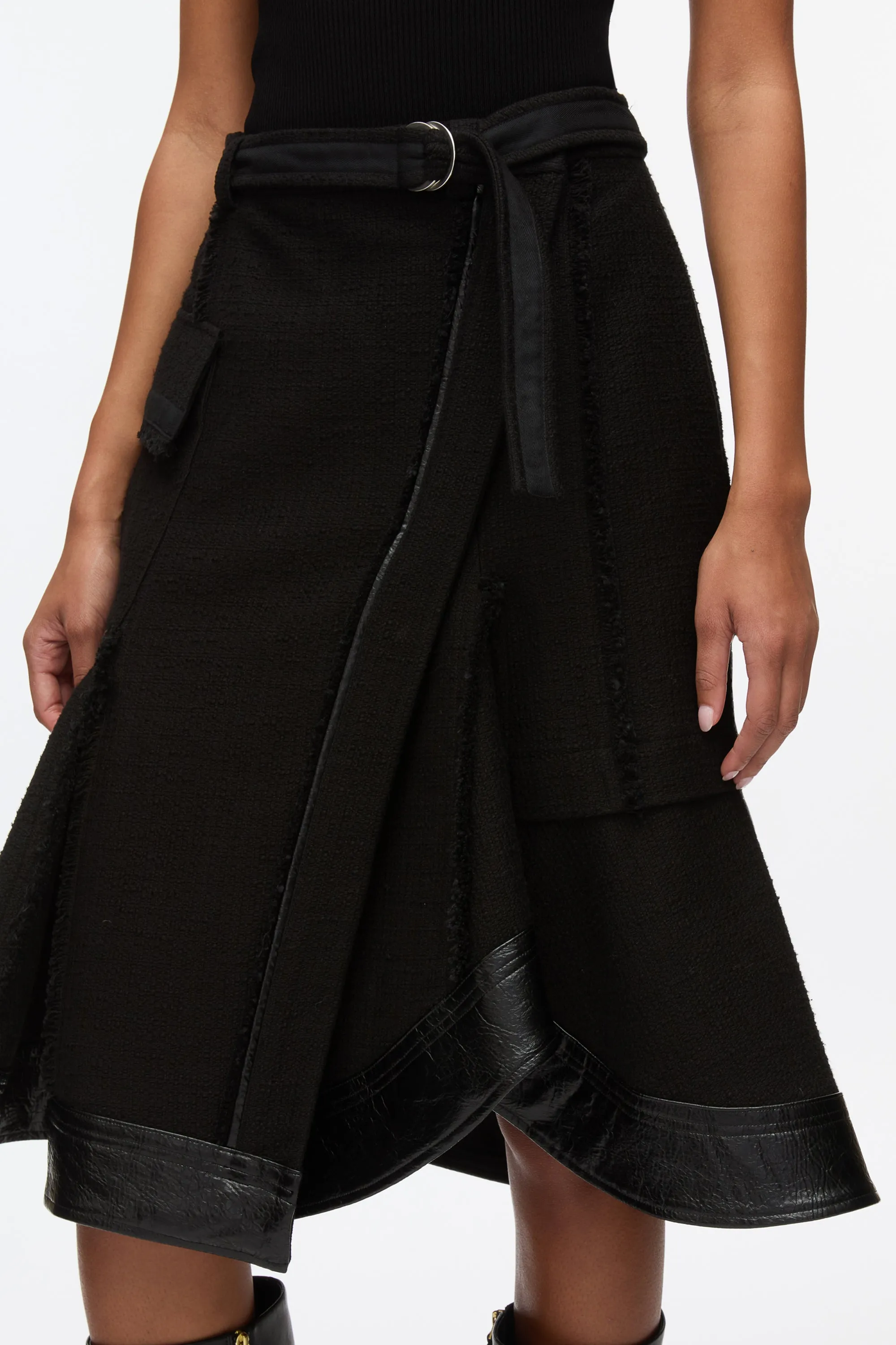 Flounce Hem Tweed Skirt