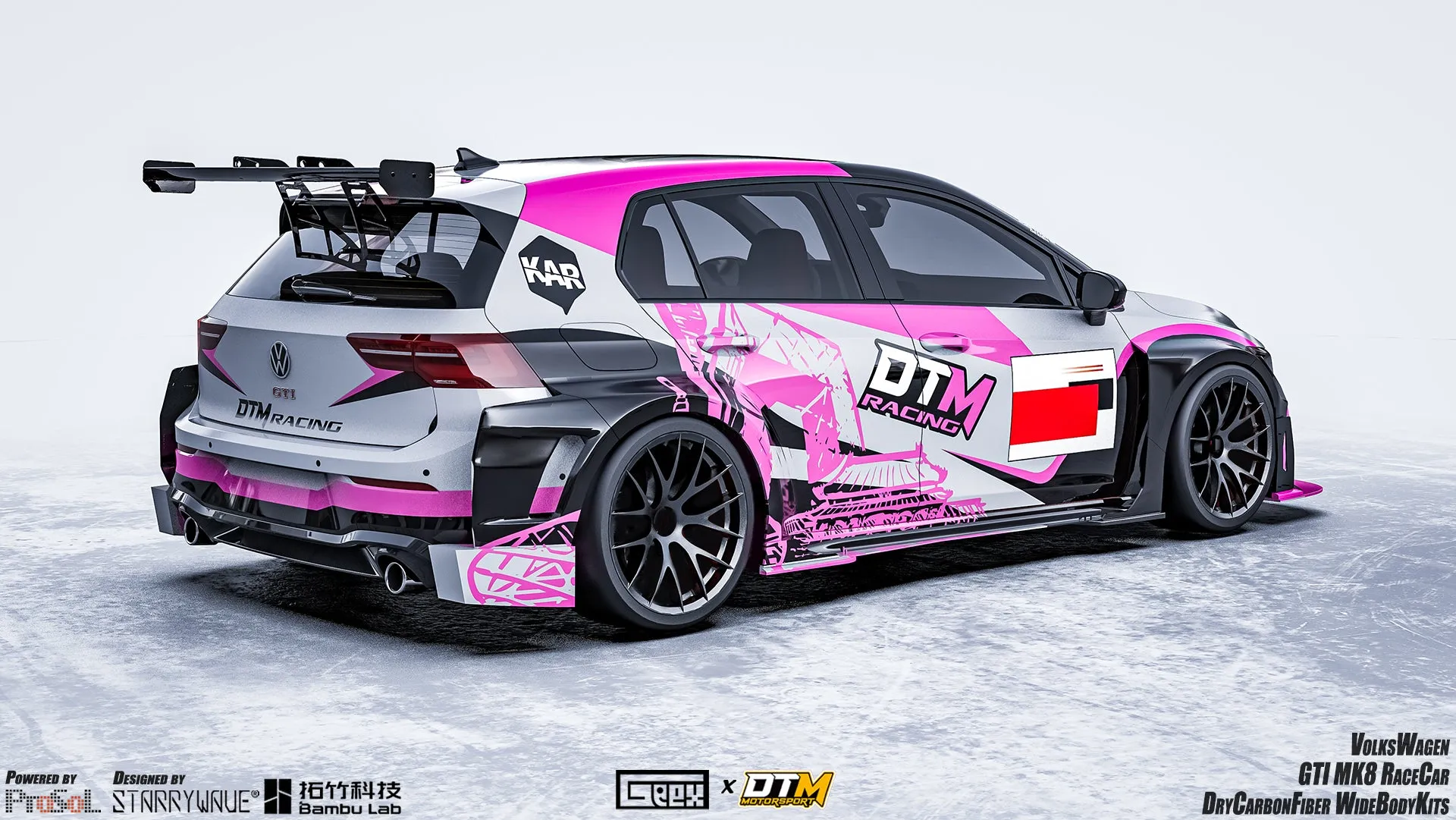 Geex Village Side Skirts and Extension for Volkswagen Golf GTI R MK8 2022-ON Carbon Fiber