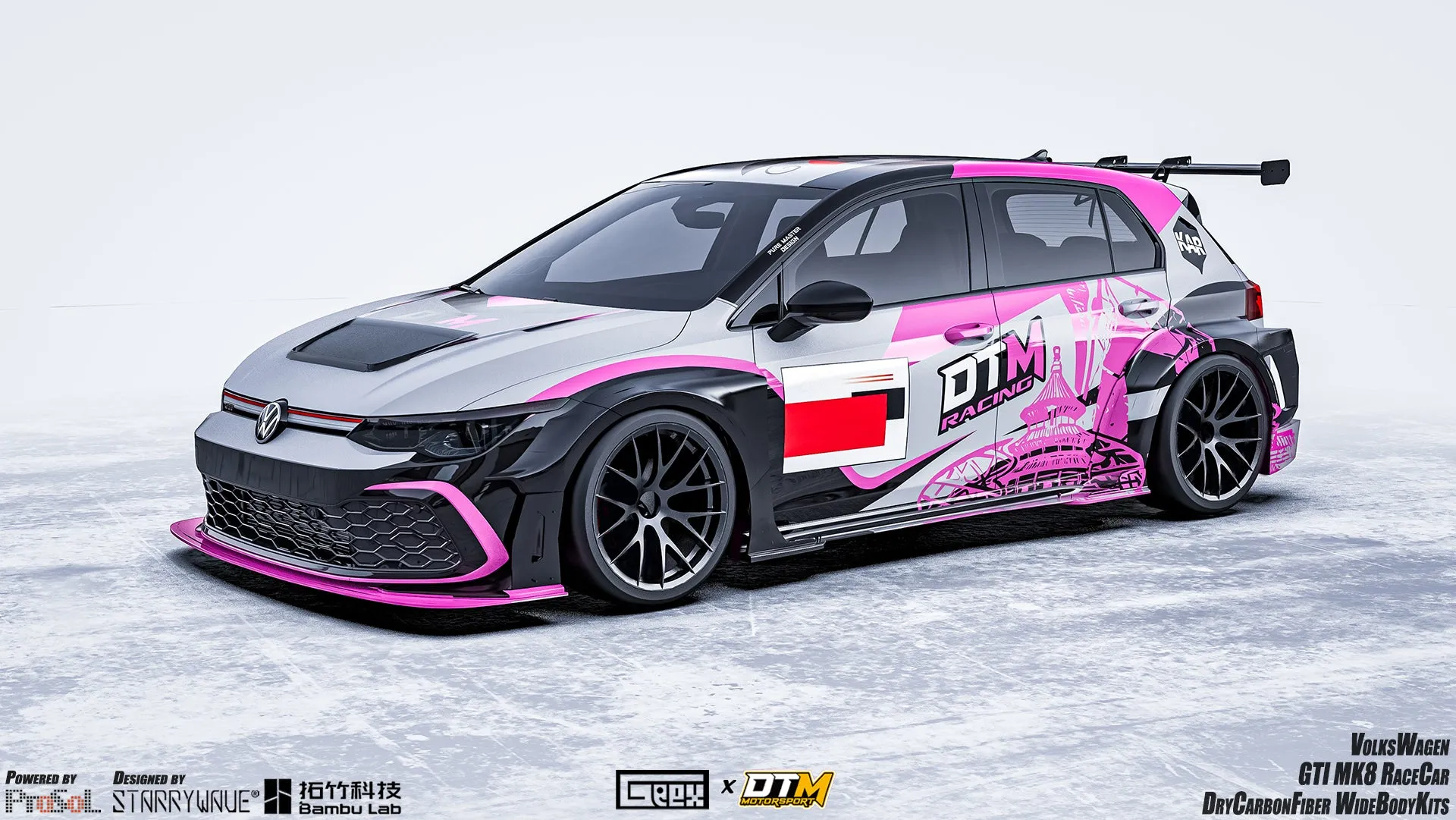 Geex Village Side Skirts and Extension for Volkswagen Golf GTI R MK8 2022-ON Carbon Fiber