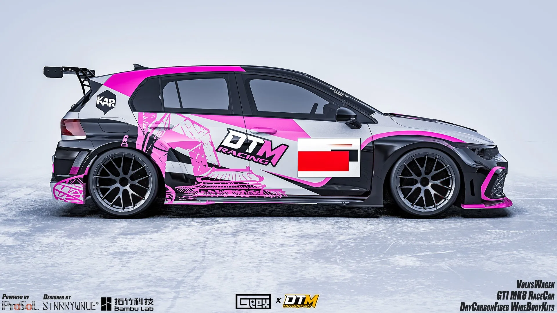 Geex Village Side Skirts and Extension for Volkswagen Golf GTI R MK8 2022-ON Carbon Fiber