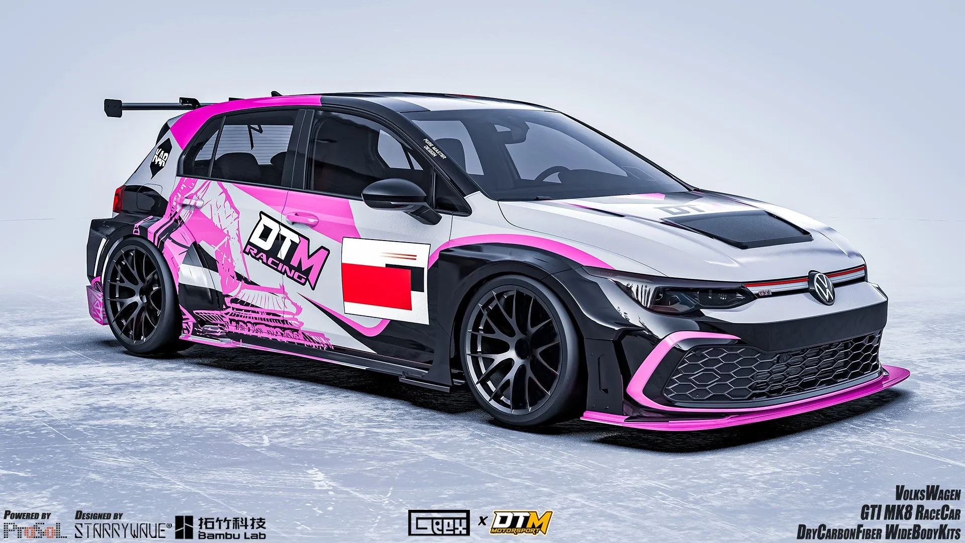 Geex Village Side Skirts and Extension for Volkswagen Golf GTI R MK8 2022-ON Carbon Fiber