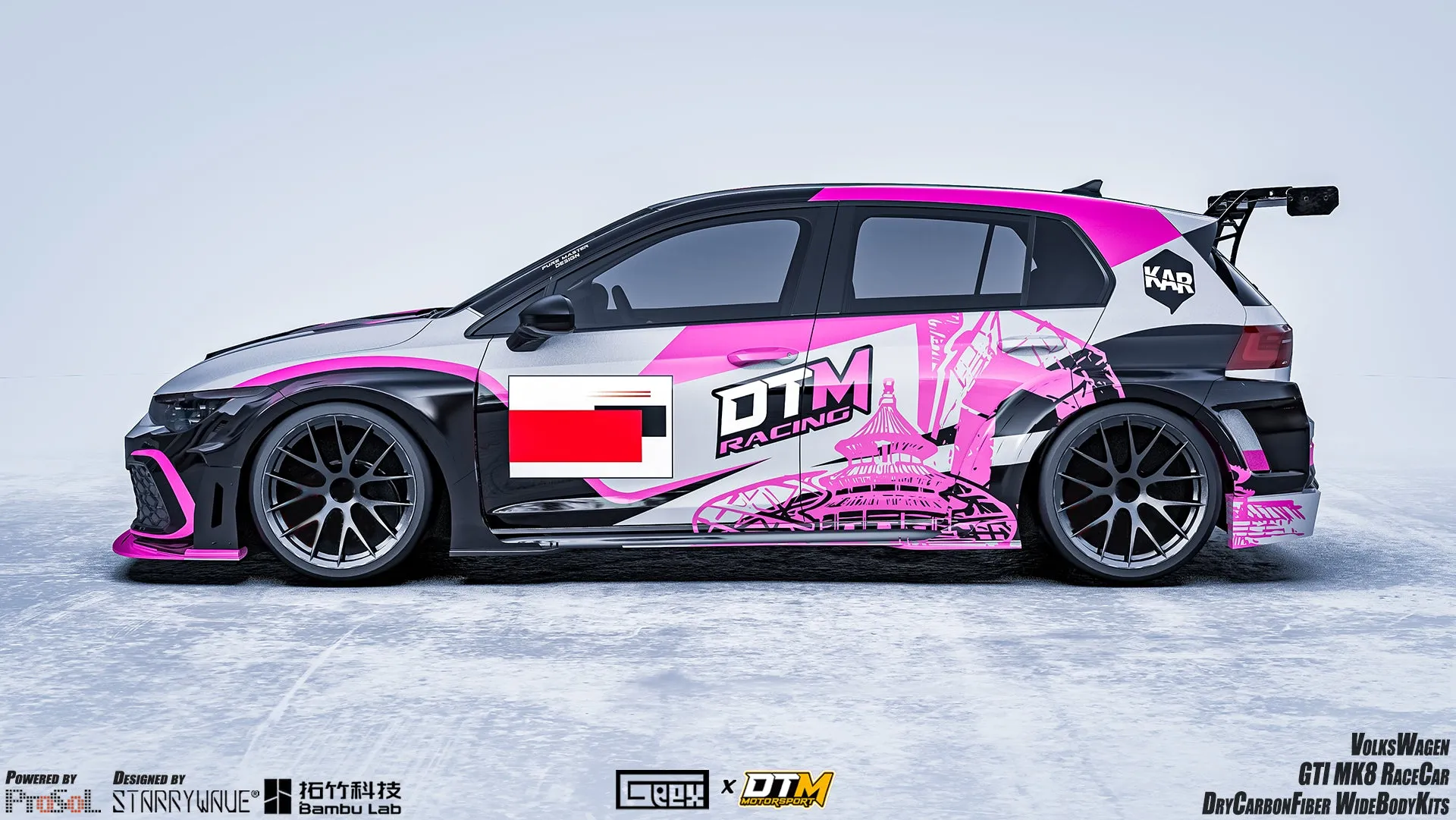 Geex Village Side Skirts and Extension for Volkswagen Golf GTI R MK8 2022-ON Carbon Fiber
