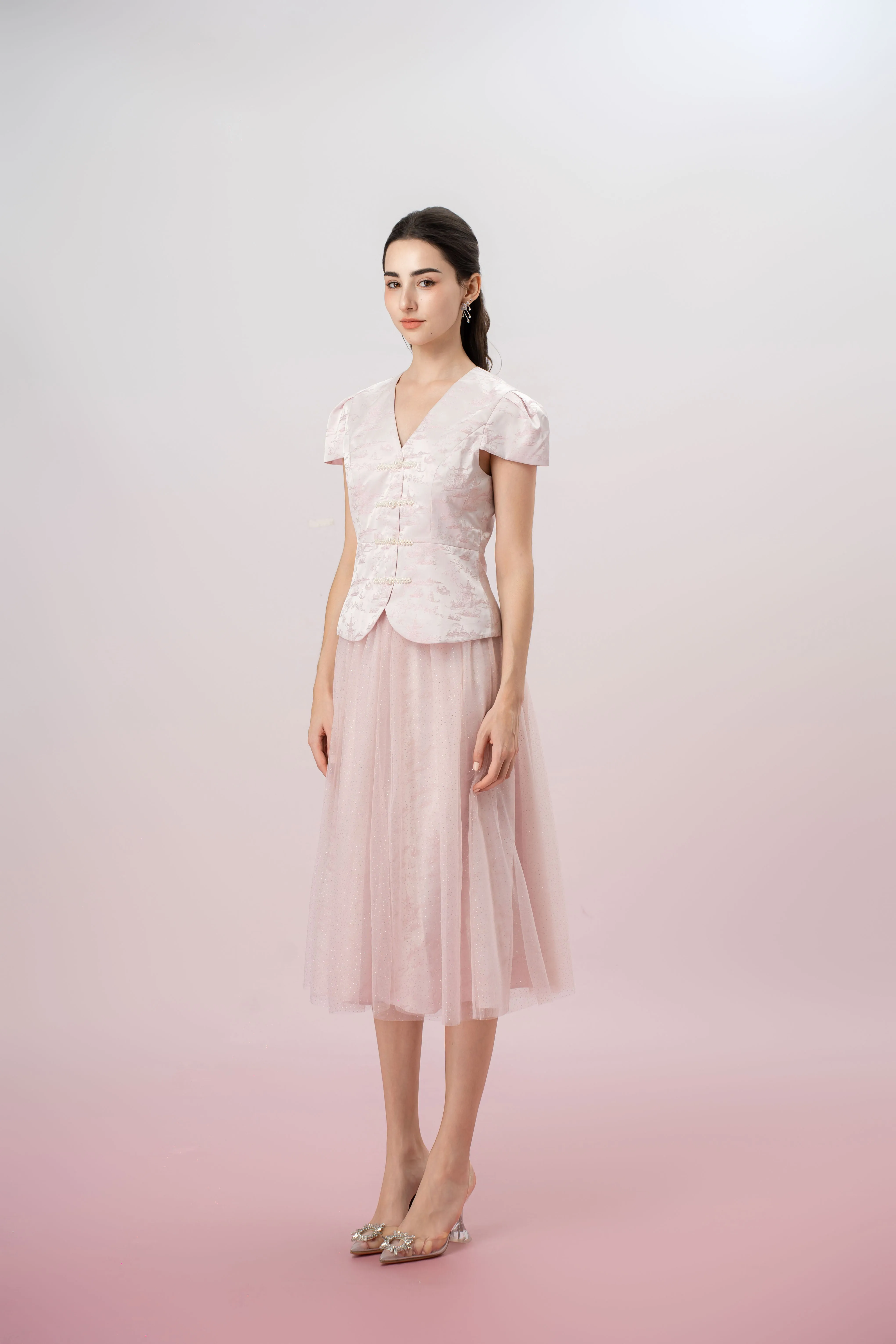 Genna Pink Jacquard Top