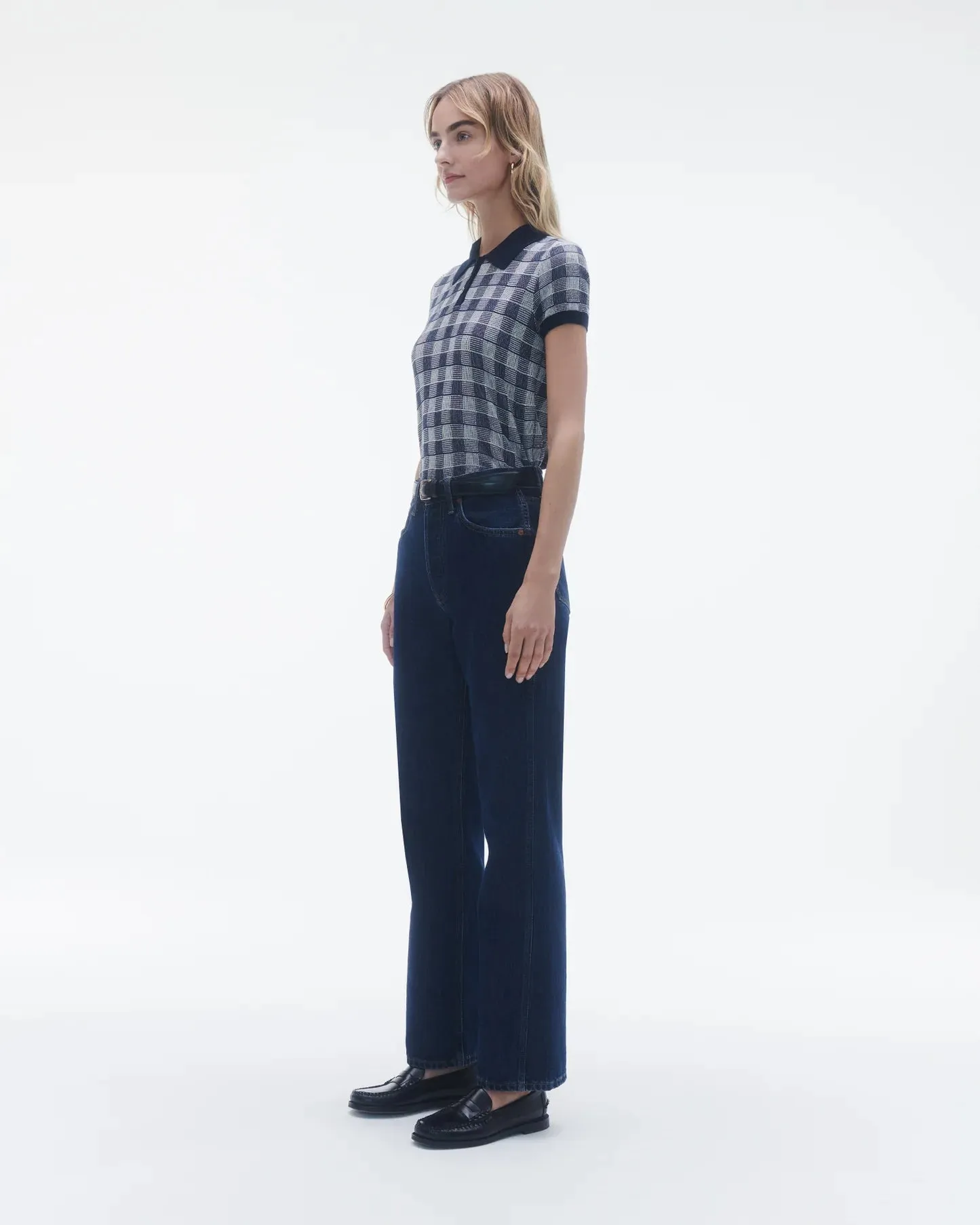 Gingham Shrunken Polo in Midnight Combo