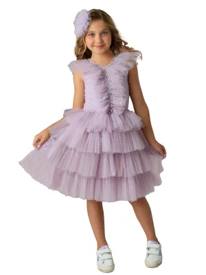 Girls Philippa Lilac Party Dress, Sizes 12M-14