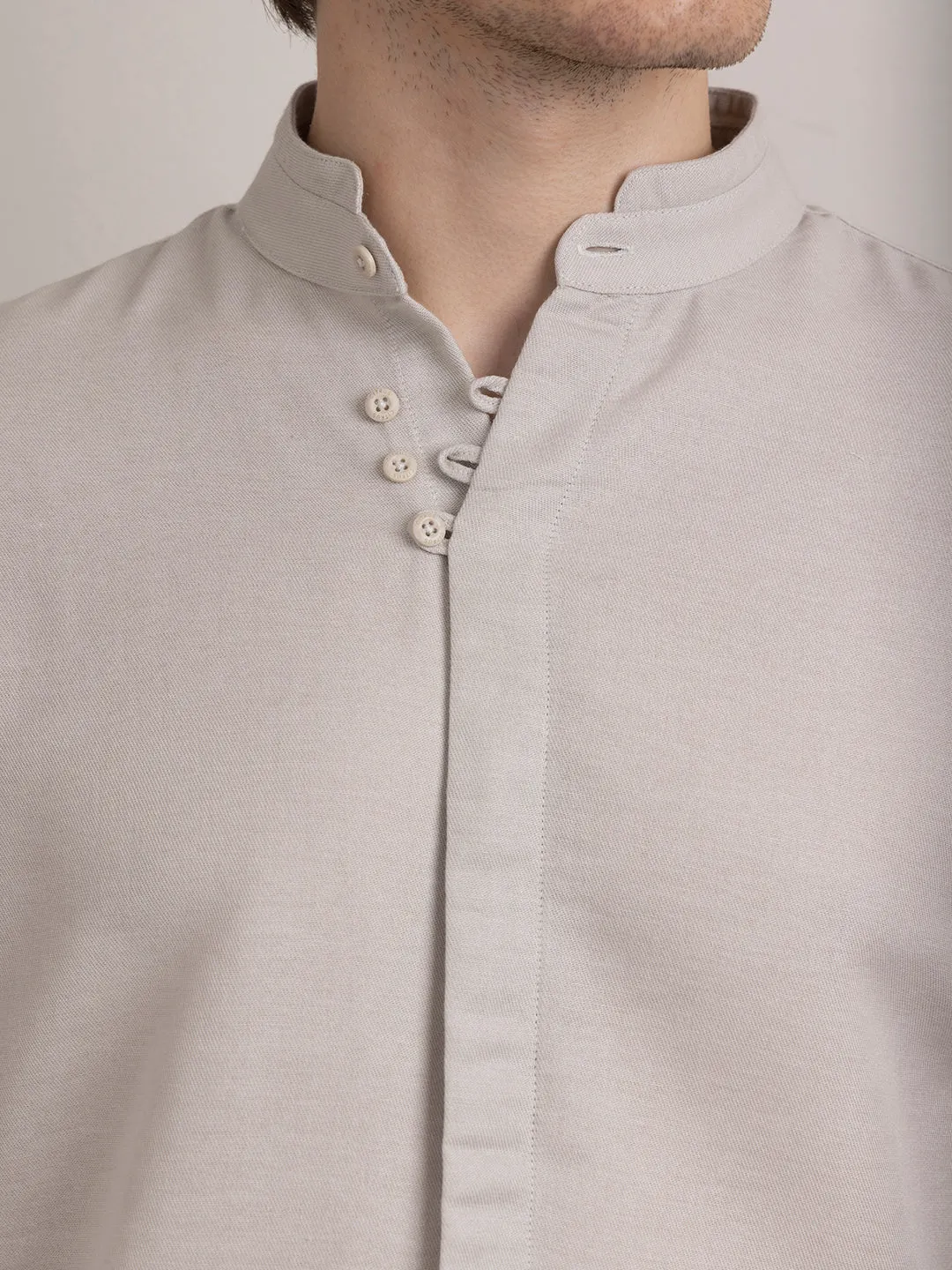 Grey Chinese Collar Shirt
