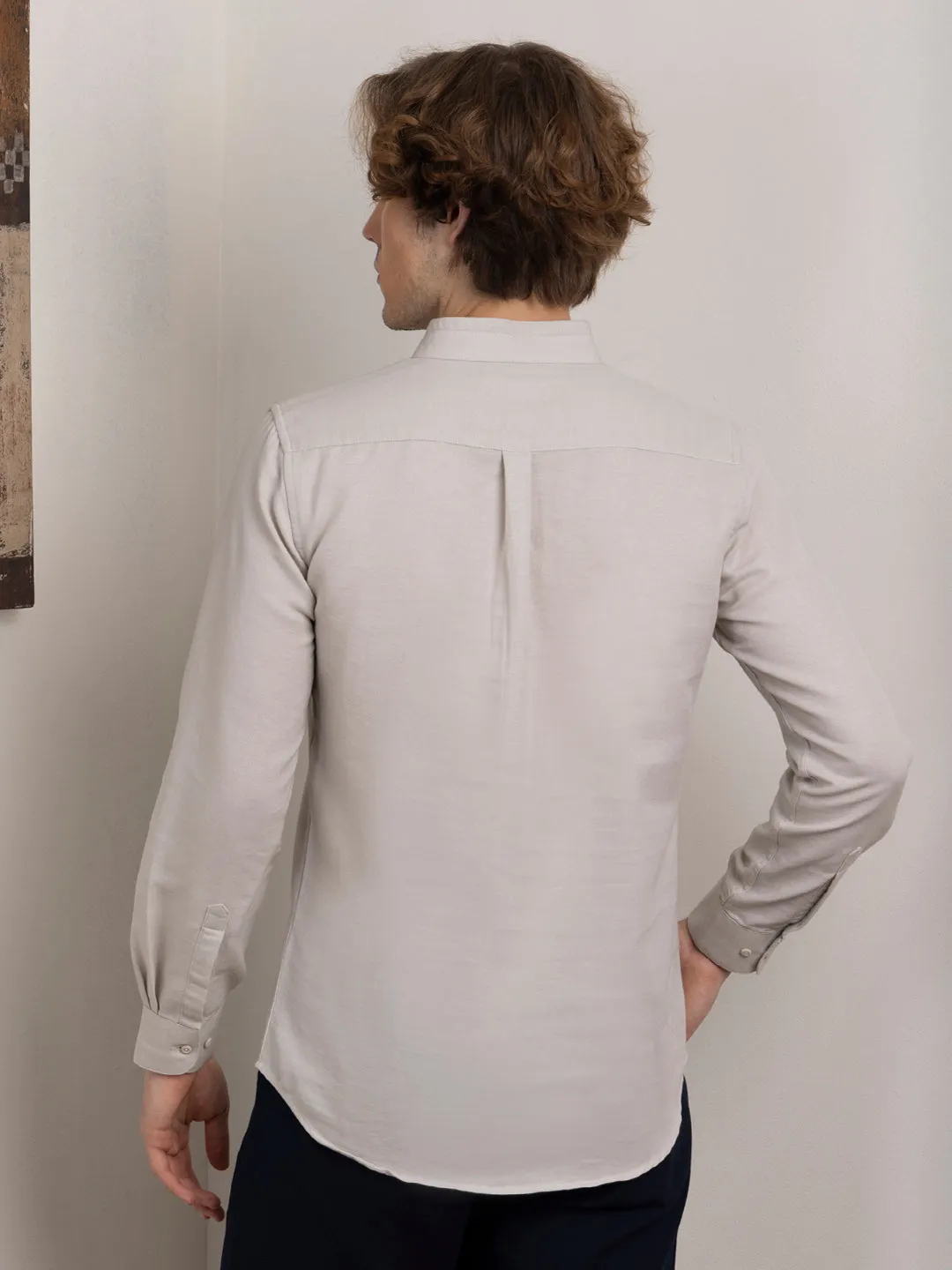 Grey Chinese Collar Shirt