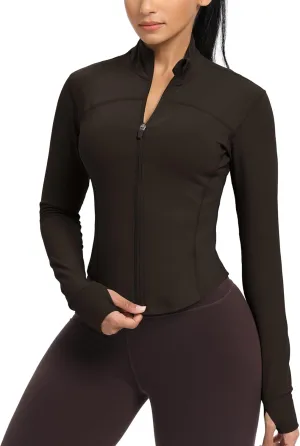 GYM RAINBOW Womens Zip Up Workout Jakcets Lightweight Slim Fit Running Athletic Jackets with Thumb Holes