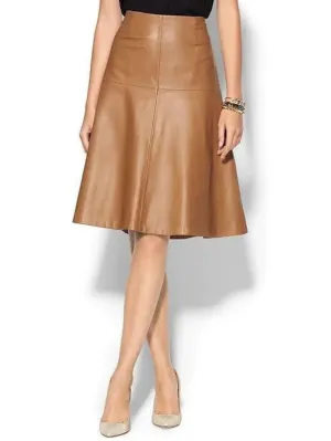 Handmade Lambskin Leather Women's A-Line Vintage Skirt