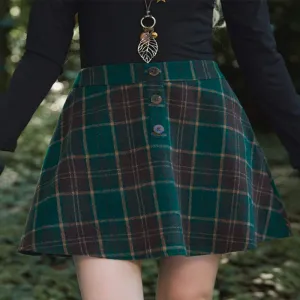 High Waist Plaid Single Breasted Skirt