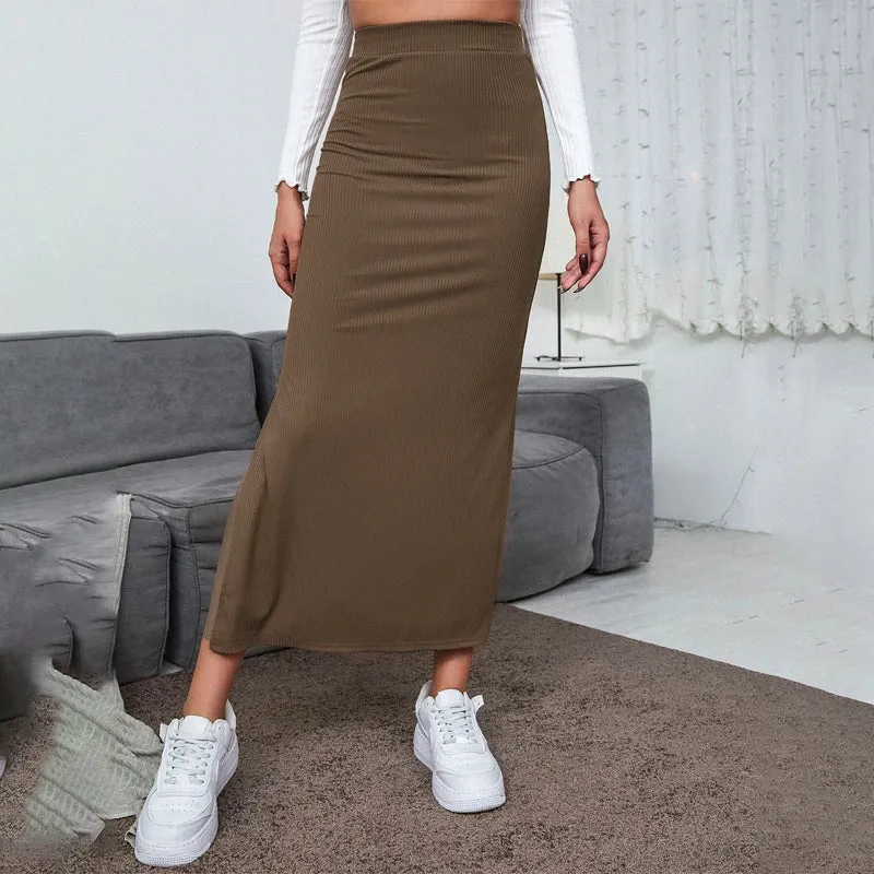 High Waisted Split Thigh Skirt