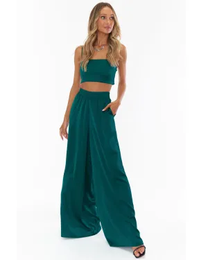 Irwin Pants | Emerald Luxe Satin