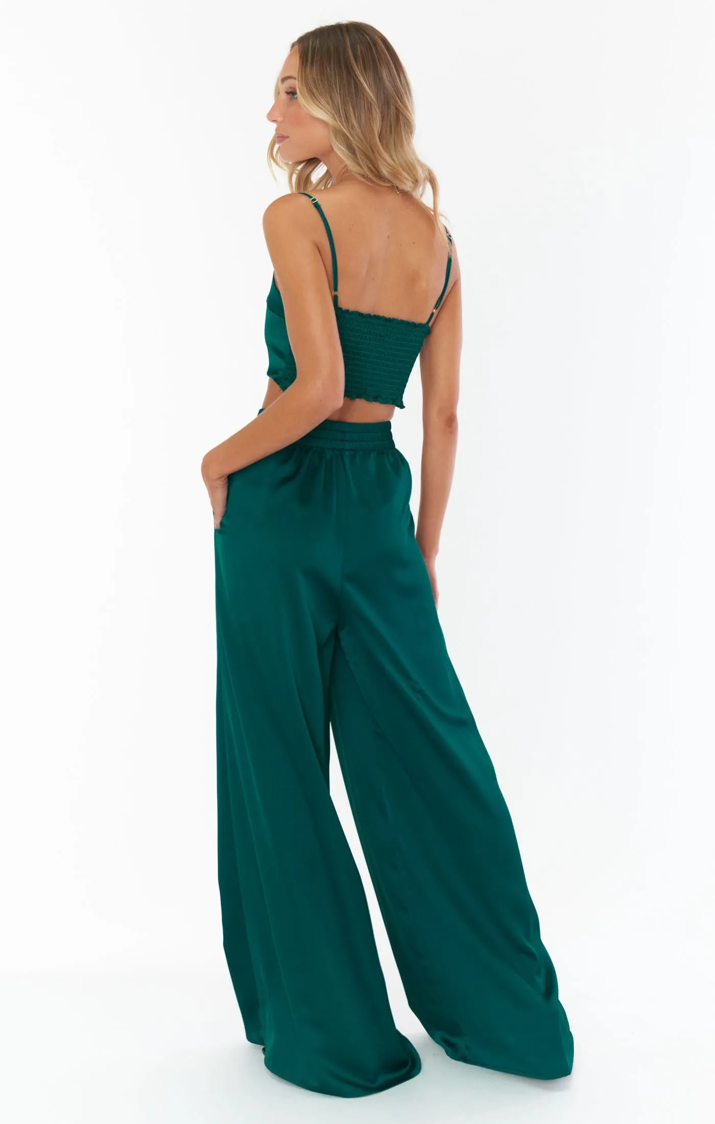 Irwin Pants | Emerald Luxe Satin