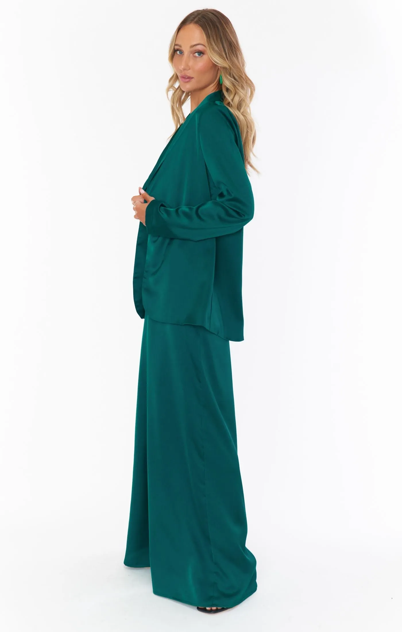 Irwin Pants | Emerald Luxe Satin