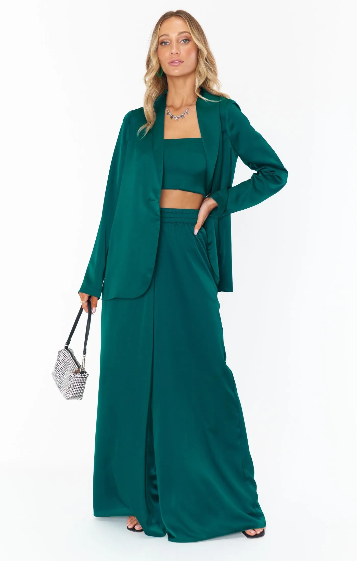 Irwin Pants | Emerald Luxe Satin