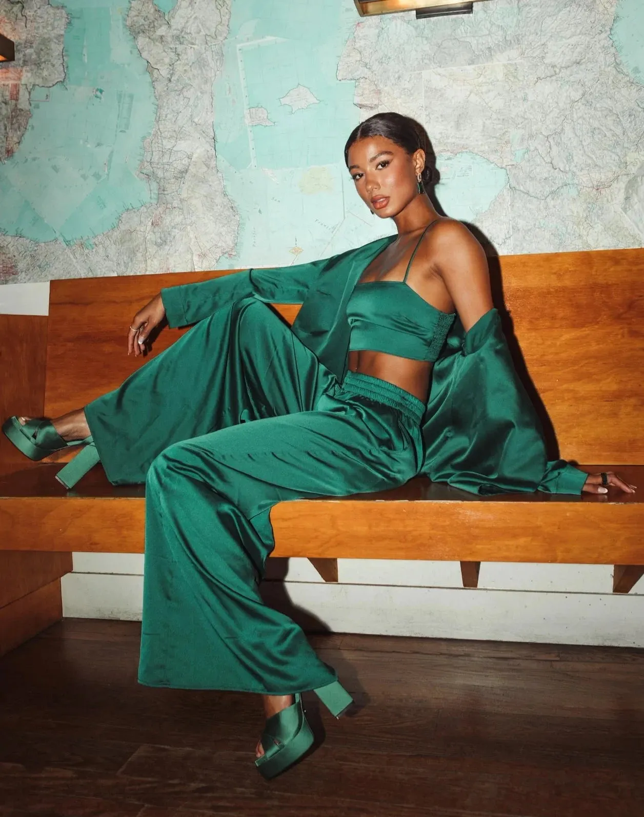 Irwin Pants | Emerald Luxe Satin