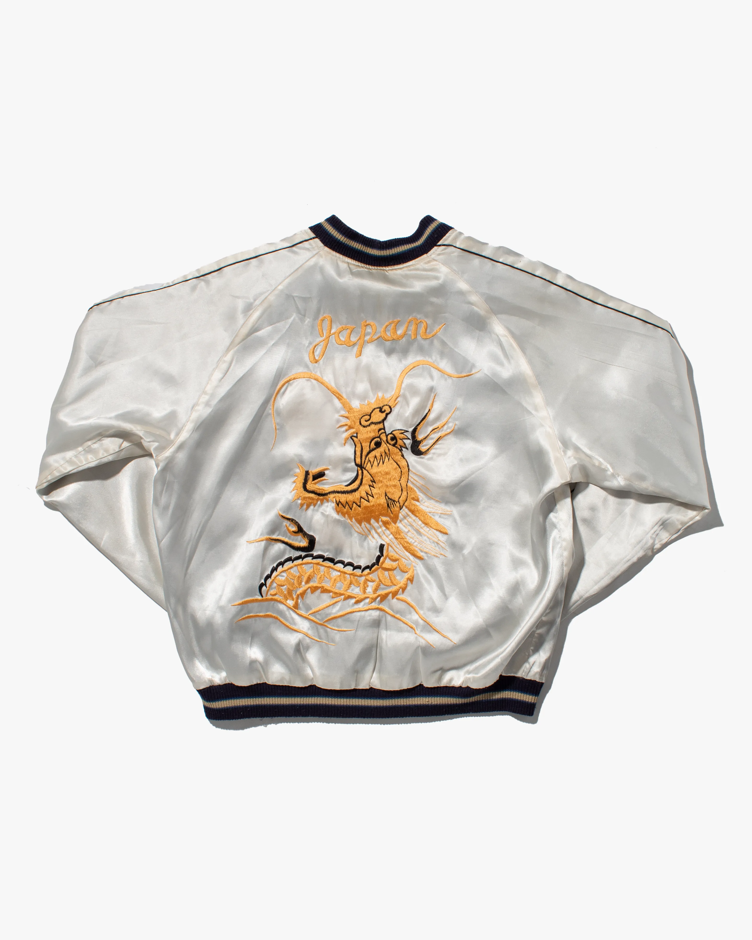 Japanese Repro Reversible Souvenir Jacket, Toyo Enterprises, Dark Blue with White Skull - S