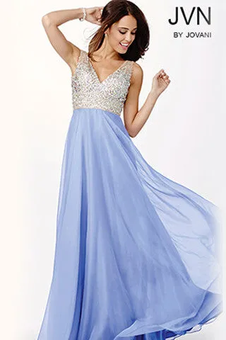 Jovani JVN20437 Light Yellow size 0 long chiffon prom dress pageant gown