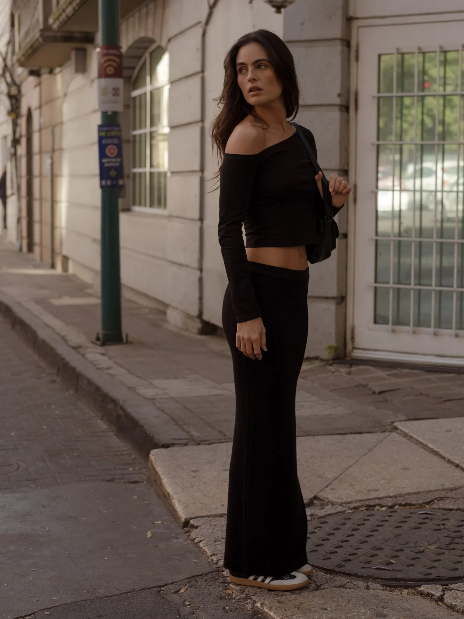 KNIT LONG SKIRT - BLACK