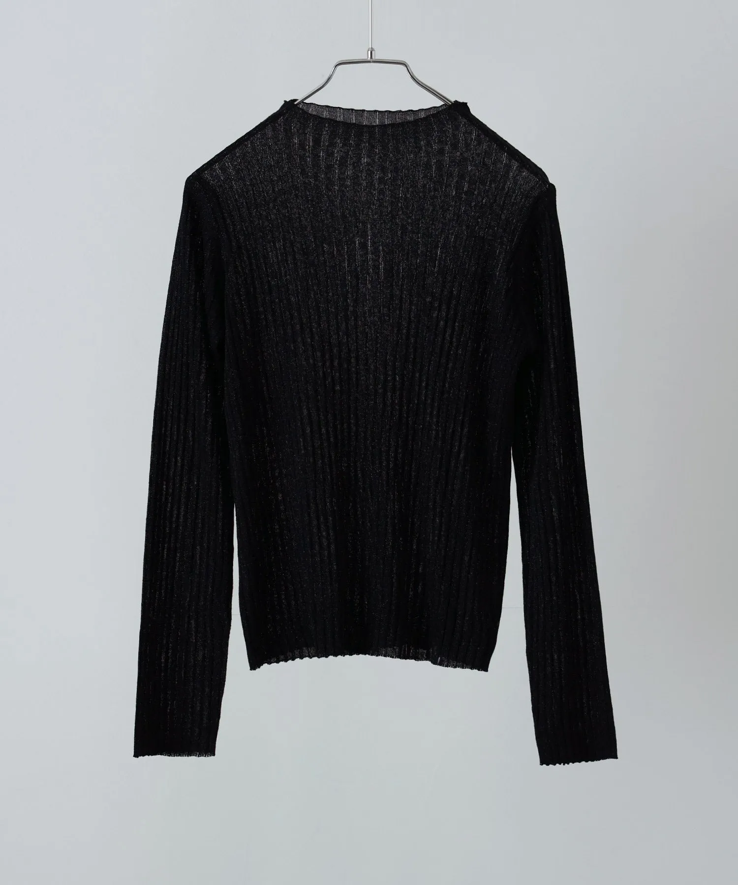 Lame&sheer bottle neck rib tops