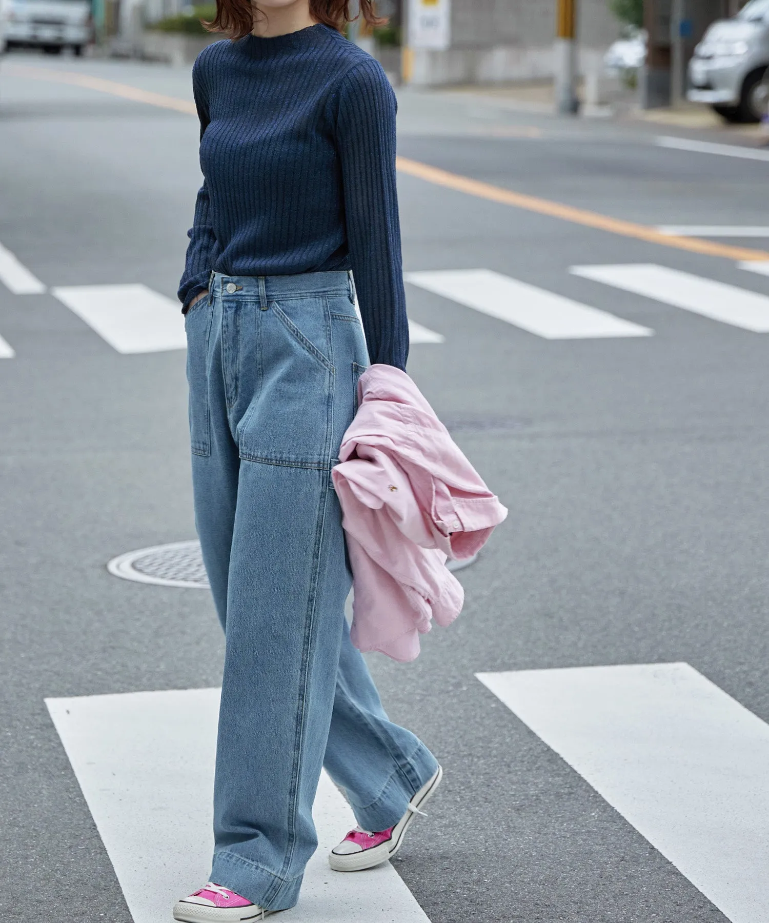 Lame&sheer bottle neck rib tops