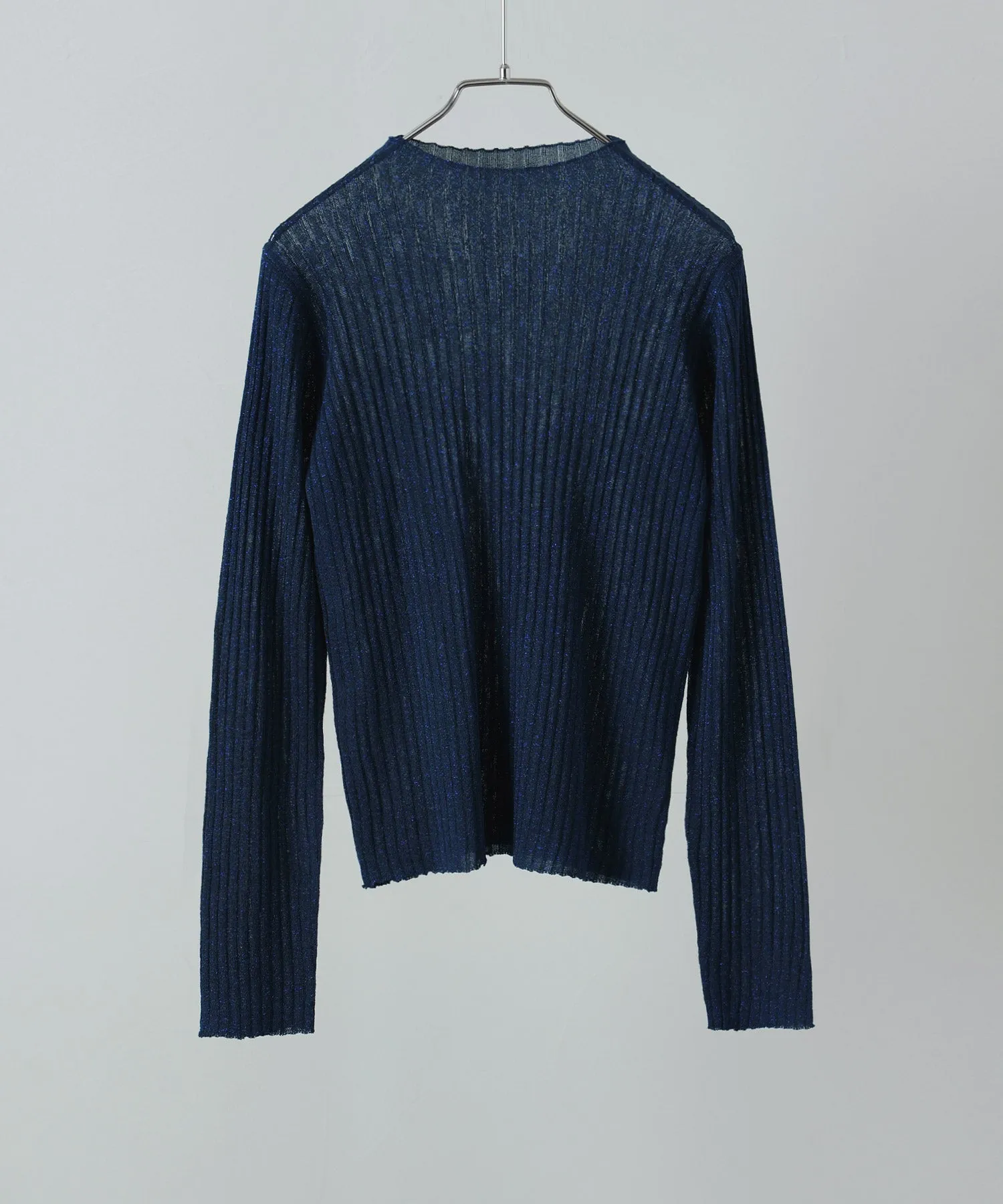 Lame&sheer bottle neck rib tops