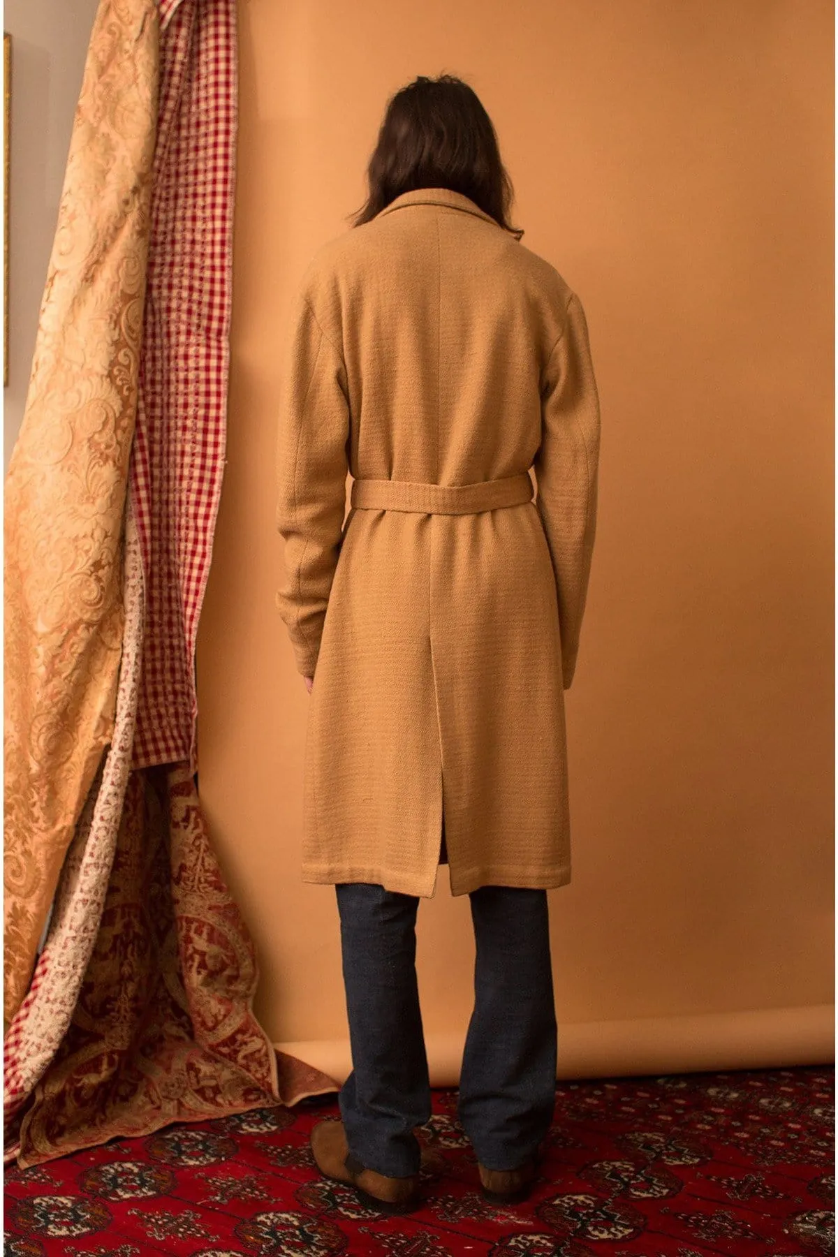 Lavanya Coodly Men's Wool Pierre Trench Coat in Tan, Black, or Navy