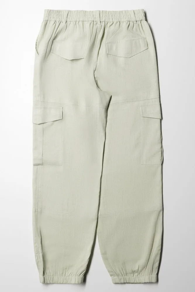 Linen Cargo Trouser Green