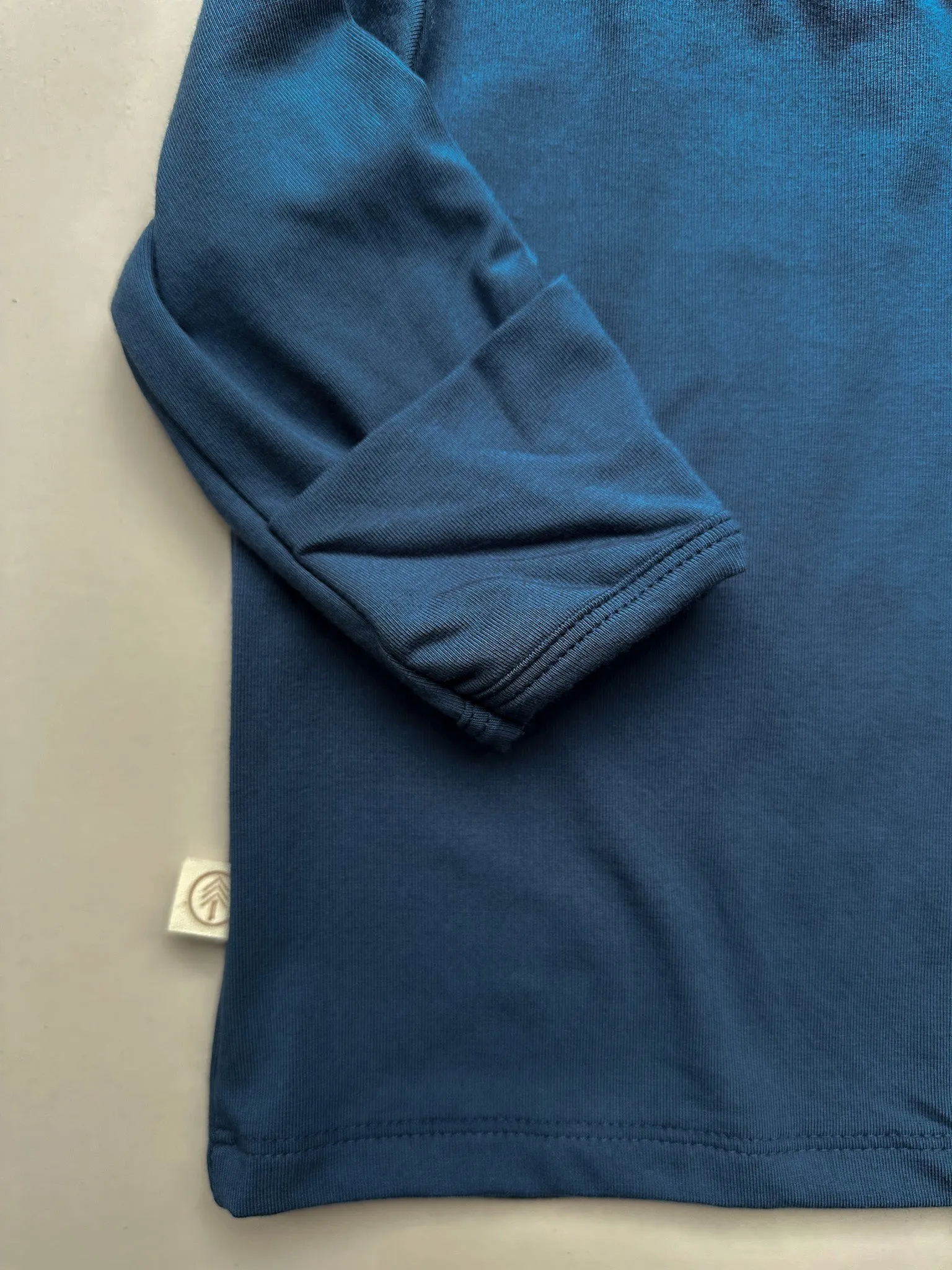 Long Sleeve Crew Neck Tee with Mittens | Baby & Toddler | Luxury Bamboo | Slate