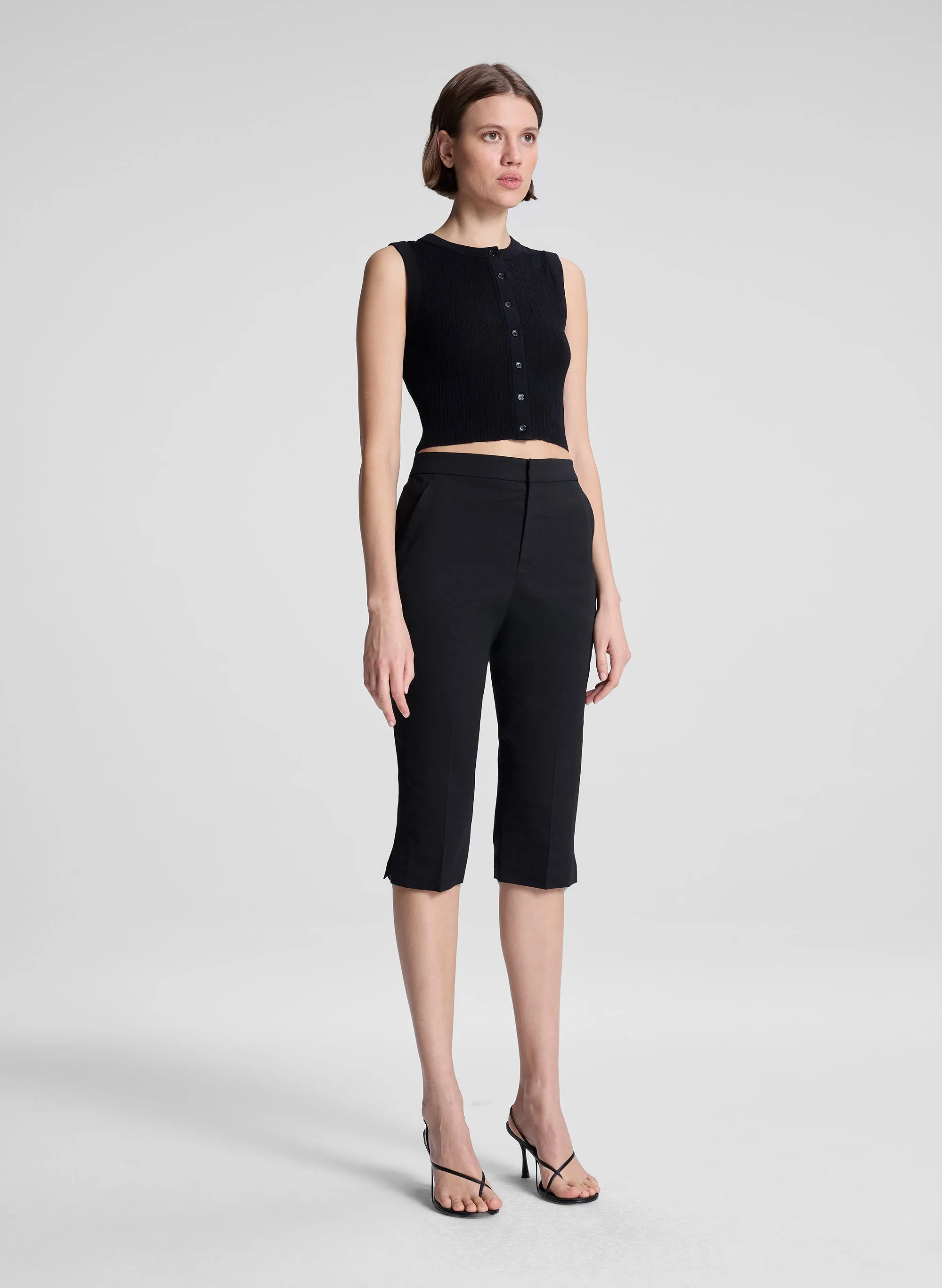 Lottie Cropped Fine Cotton Knit Top