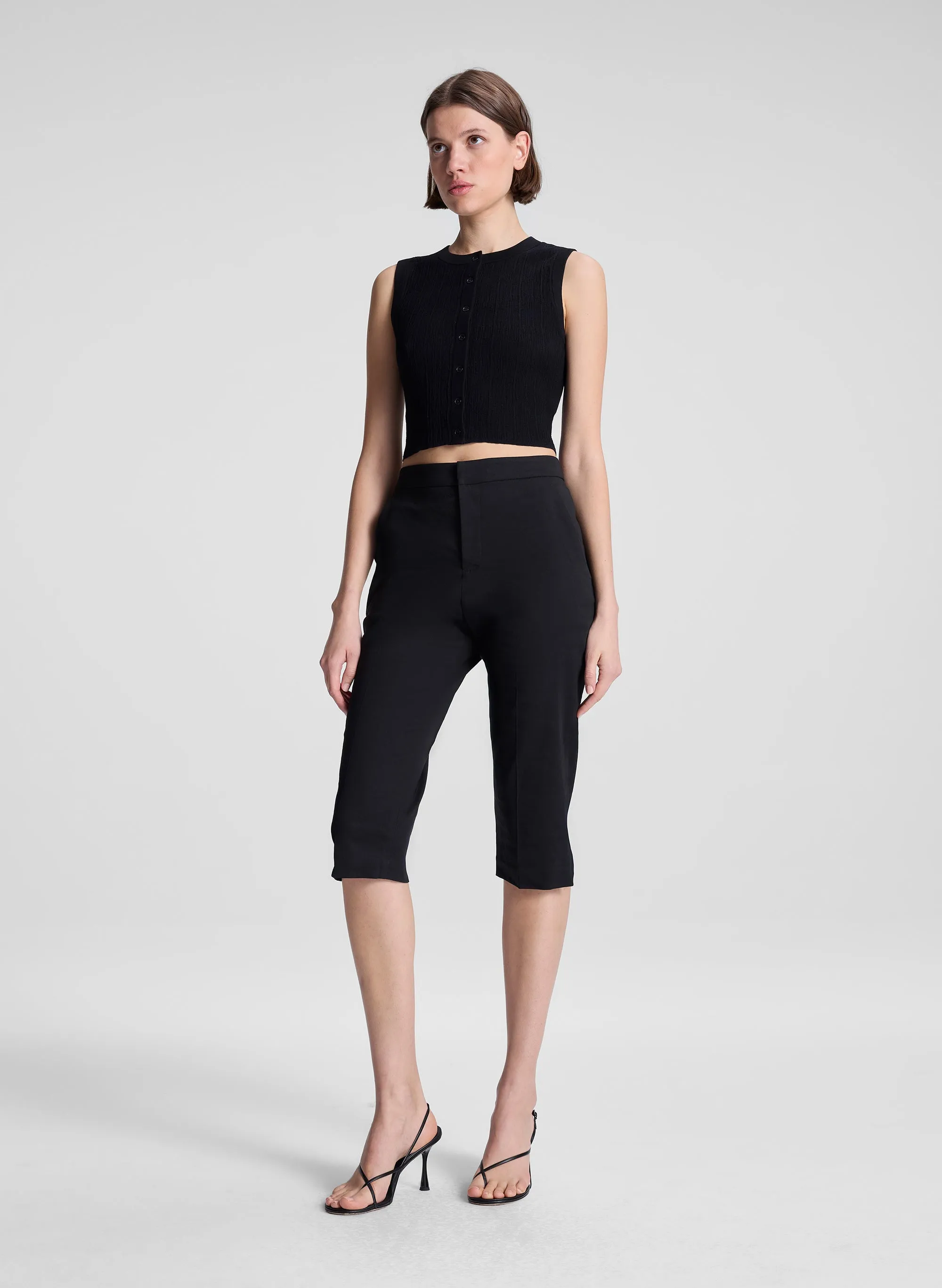 Lottie Cropped Fine Cotton Knit Top