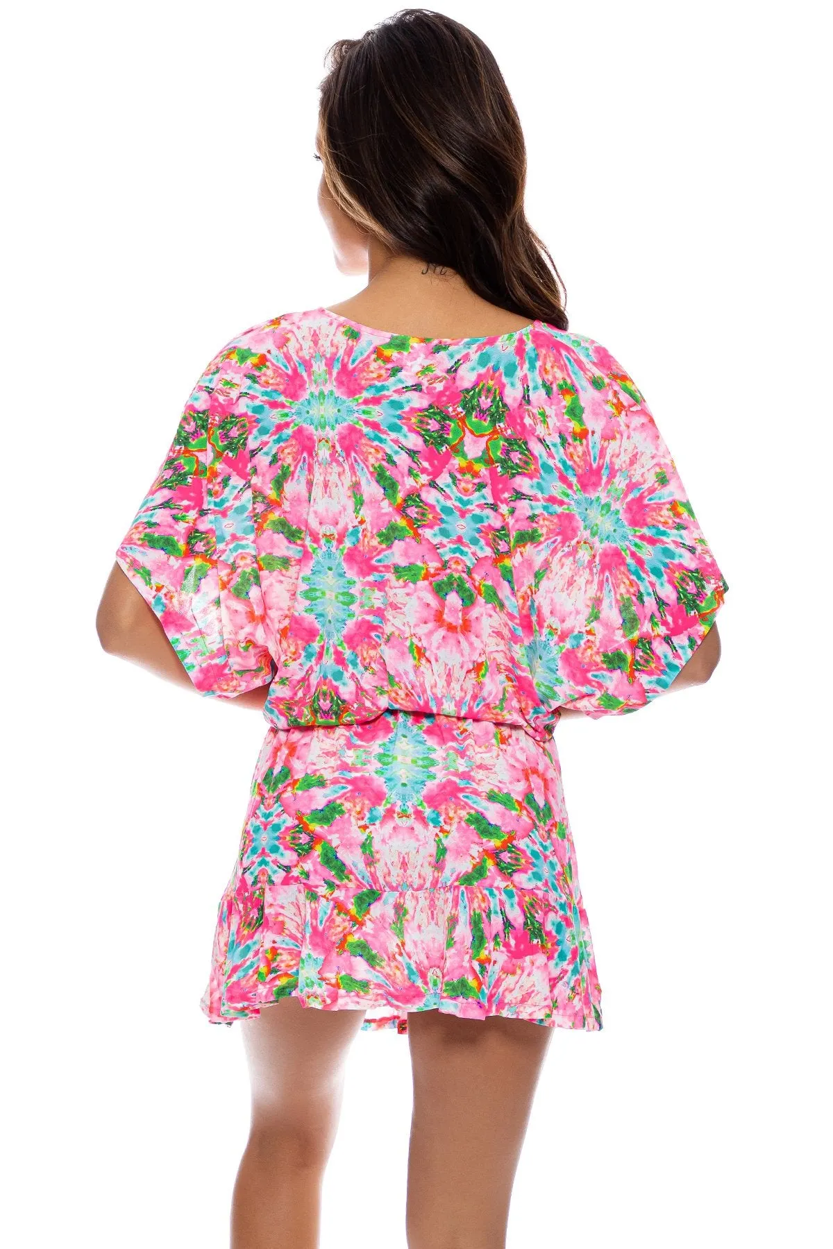 Luli Fama Ocean Drive Euphoria Playera V Neck Ruffle Dress