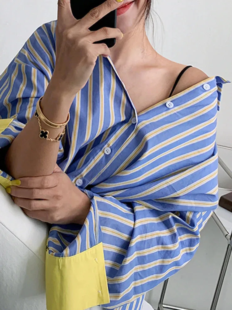 Mardi  Lapel Long Sleeve Blouse Female