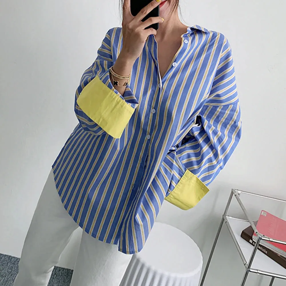 Mardi  Lapel Long Sleeve Blouse Female