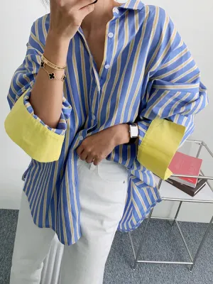 Mardi  Lapel Long Sleeve Blouse Female