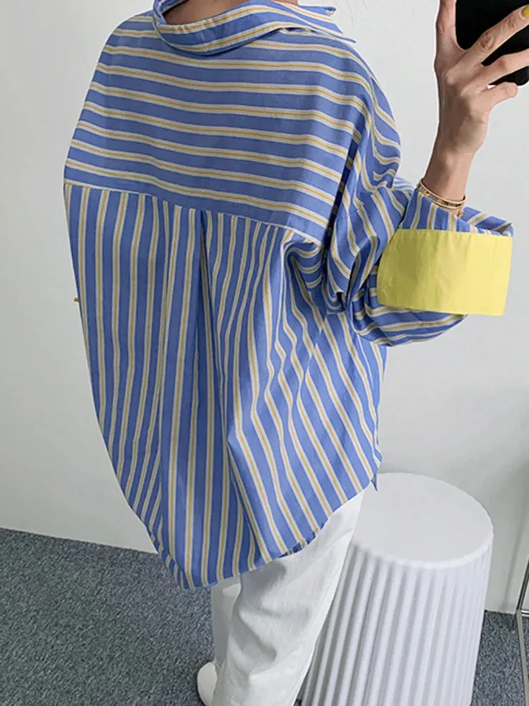 Mardi  Lapel Long Sleeve Blouse Female
