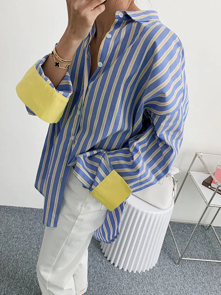 Mardi  Lapel Long Sleeve Blouse Female