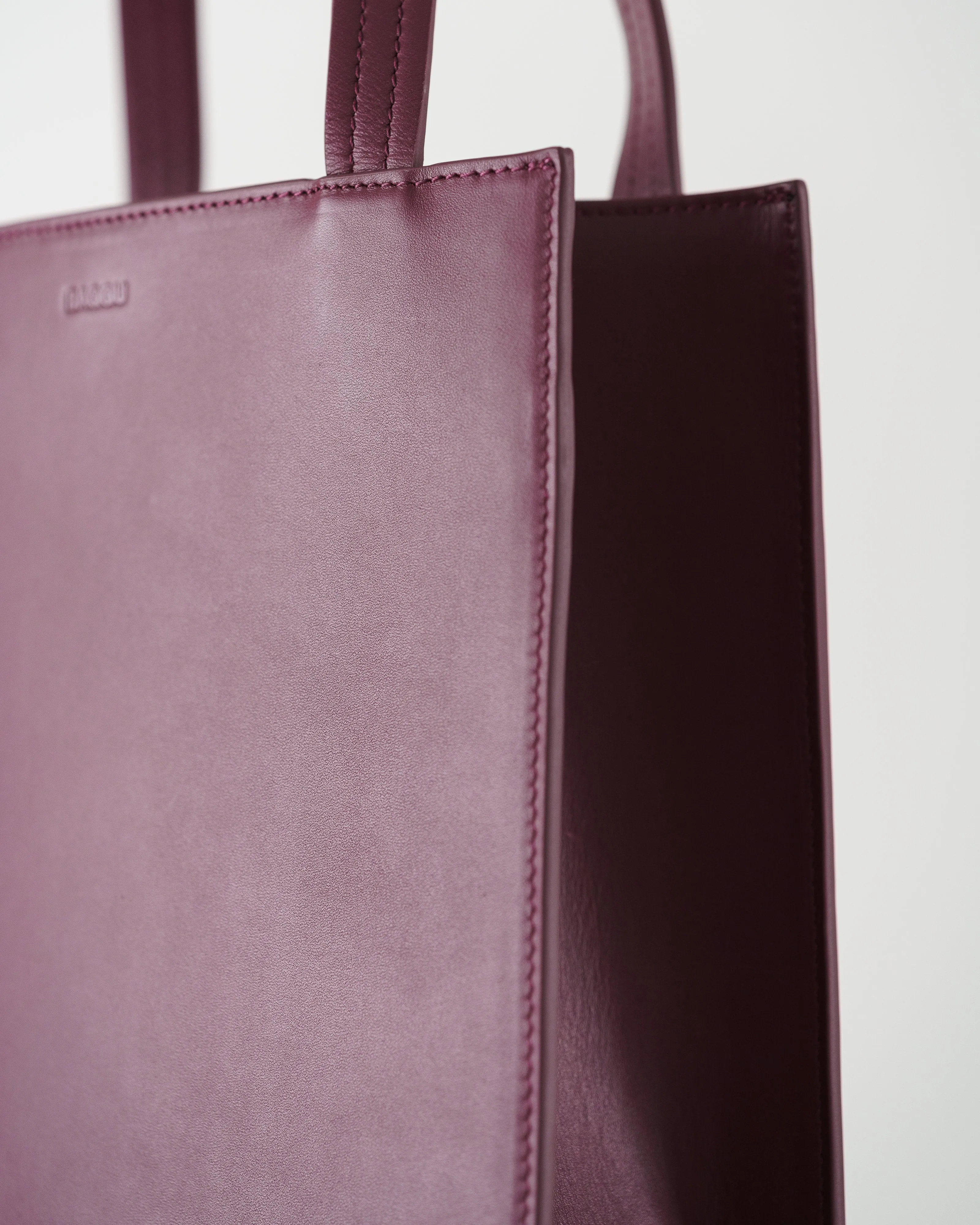 Medium Leather Retail Tote - Cranberry