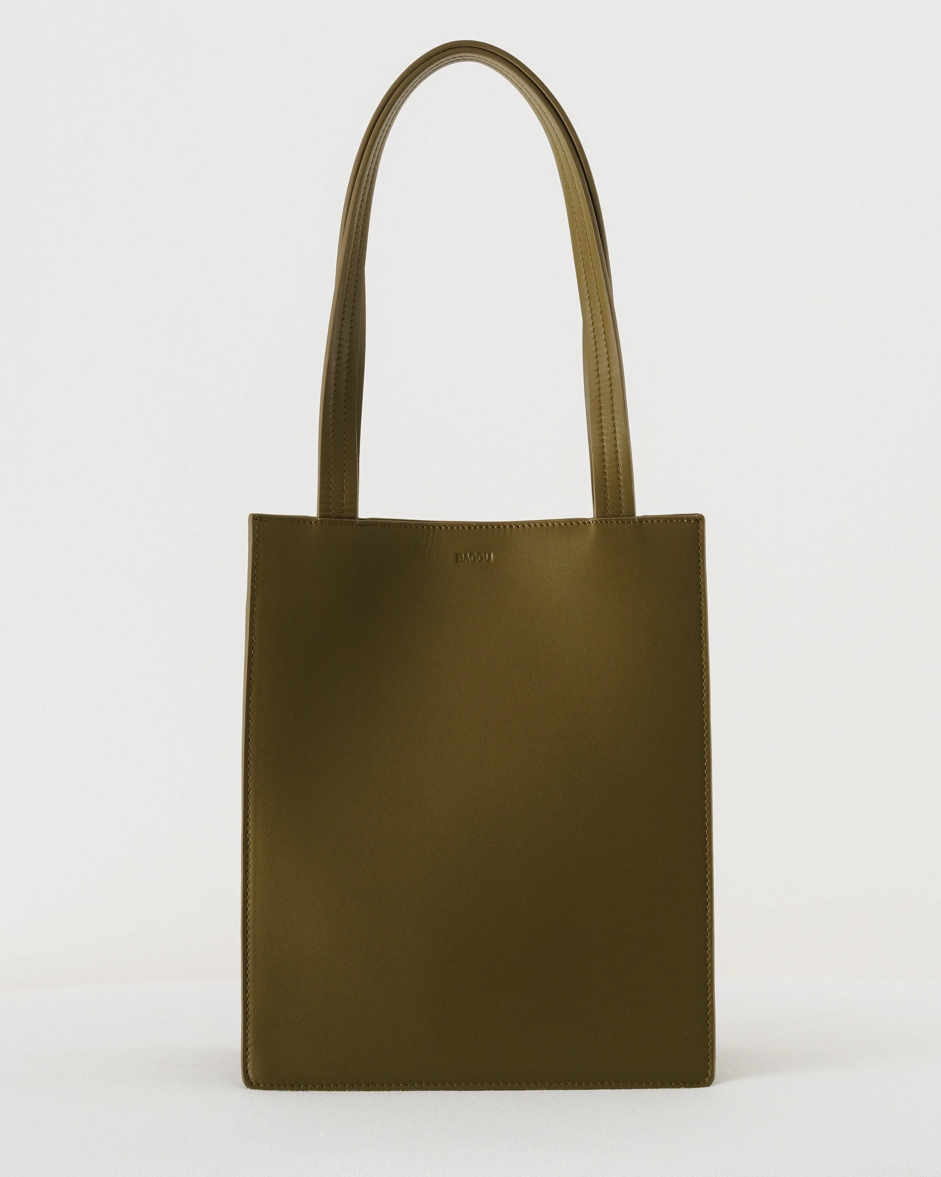 Medium Leather Retail Tote - Kelp