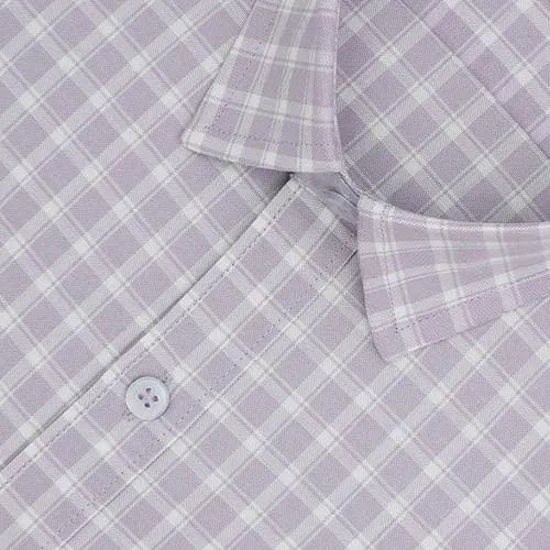 Men's 100% Cotton Windowpane Checkered Half Sleeves Shirt (Mauve)