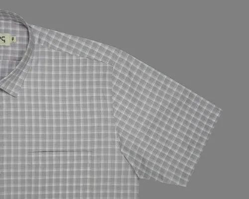 Men's 100% Cotton Windowpane Checkered Half Sleeves Shirt (Mauve)