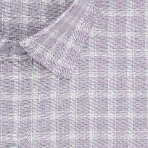 Men's 100% Cotton Windowpane Checkered Half Sleeves Shirt (Mauve)