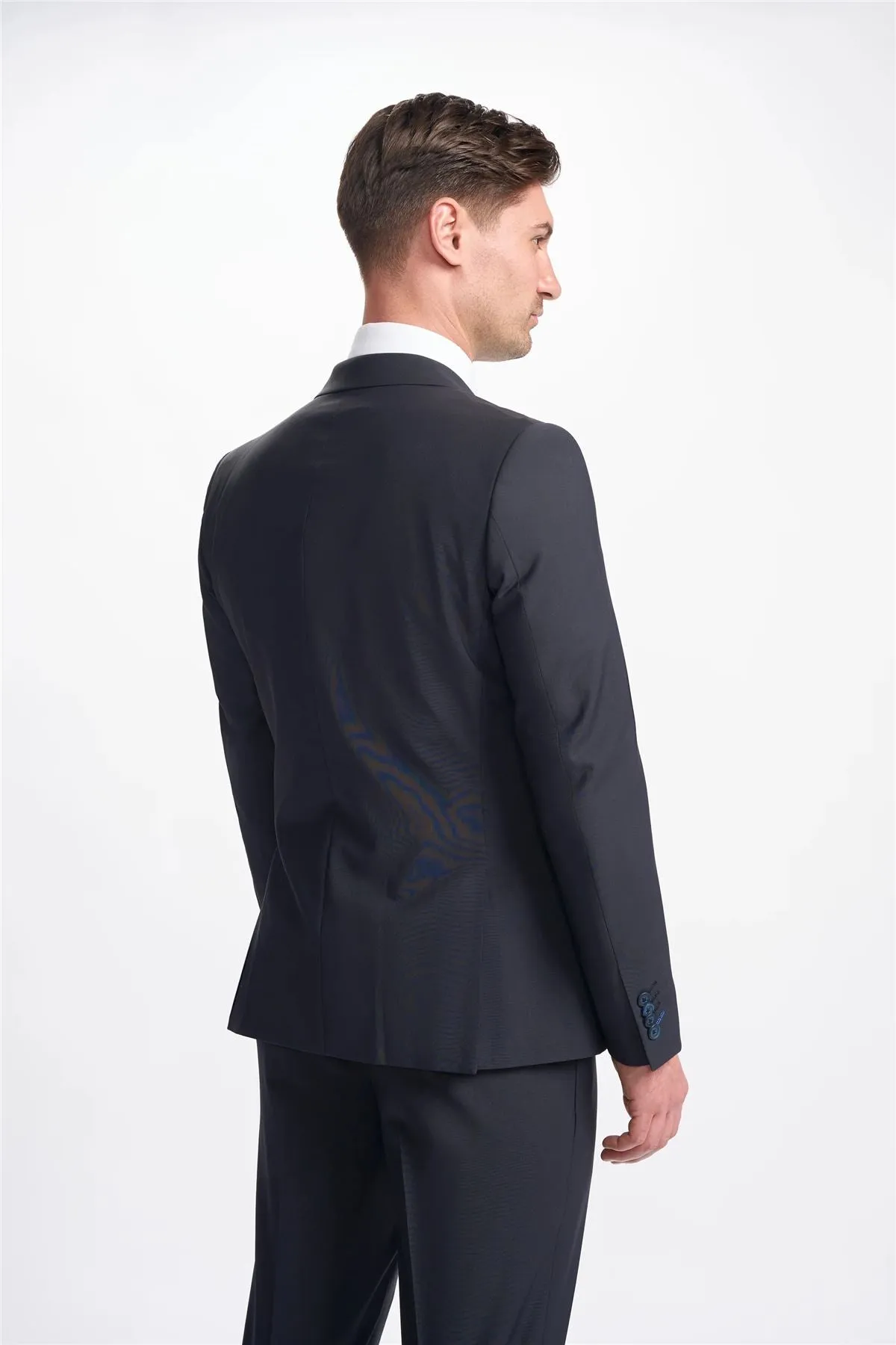 Men's Blazer Dark Navy Double Breasted Tailored Fit Formal Suit Jacket