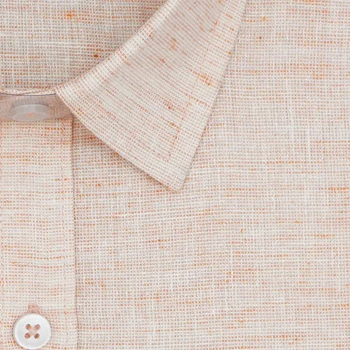 Men's Cotton Linen Half Sleeves Plain Solid Shirt (Orange)