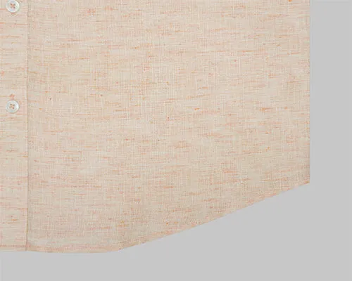 Men's Cotton Linen Half Sleeves Plain Solid Shirt (Orange)