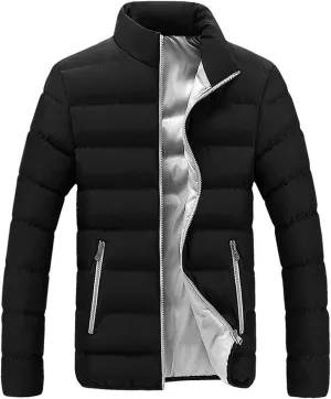 Mens Jacket Thick Mens Patchwork Coat Cotton Padded Full Zip Stand Collar Lightweight Jacket for Men Fall Winter Leisure Jacket Jacket for Men Spring Grey