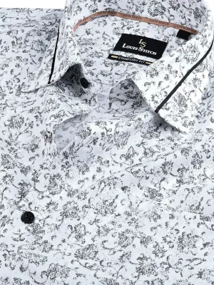 Men's Regular Fit Abstract White Formal Shirt